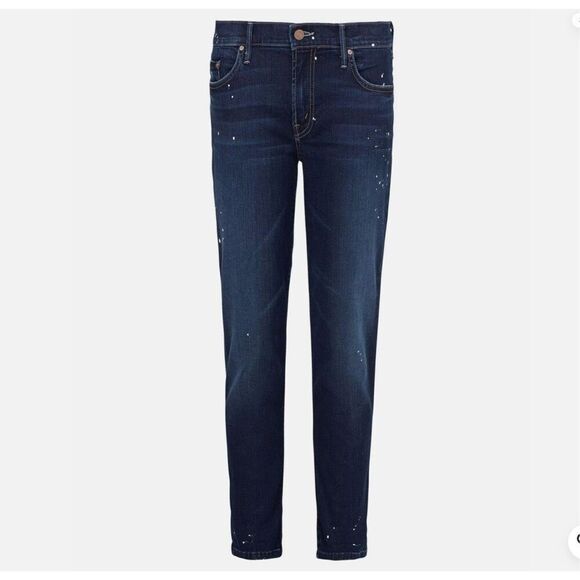 Mother Blue Looker Ankle Fray Wash Denim Jeans Size 24 - Picture 1 of 13